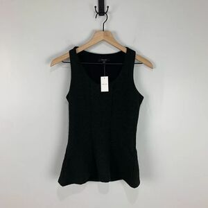RW&Co Black Sleeveless Peplum Pattern Top